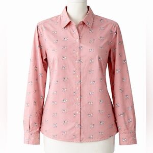 Boden Pink Dog Novelty Button Front Classic Shirt 4P